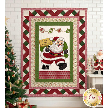  Ribbon Border Panel Quilt Kit - Santa's Coming to Town, Image