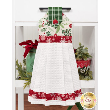  Hanging Towel Precut Kit - Mistletoe & Holly - White, Image