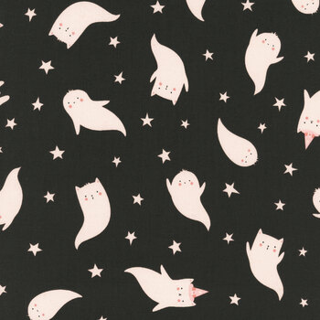 Purrs and Boos 39061-16 Black Cat by Elena Amo for Moda Fabrics, Image