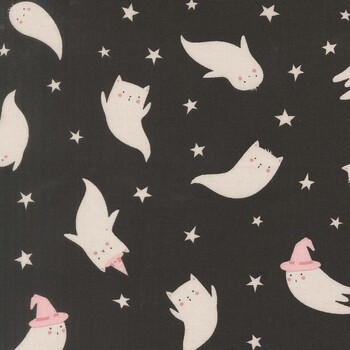 Purrs and Boos 39061-16 Black Cat by Elena Amo for Moda Fabrics, Image