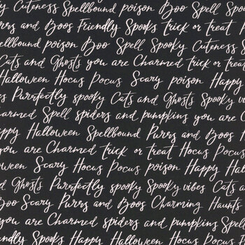 Purrs and Boos 39062-16 Black Cat by Elena Amo for Moda Fabrics, Image