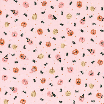 Purrs and Boos 39064-12 Purrfect Pink by Elena Amo for Moda Fabrics, Image