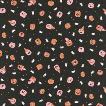 Purrs and Boos 39064-16 Black Cat by Elena Amo for Moda Fabrics, Image