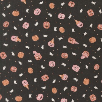 Purrs and Boos 39064-16 Black Cat by Elena Amo for Moda Fabrics, Image