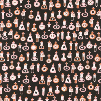 Purrs and Boos 39065-16 Black Cat by Elena Amo for Moda Fabrics, Image