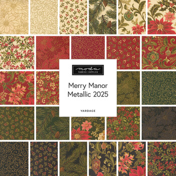 Merry Manor Metallic 2025  Yardage by Moda Fabrics, Image