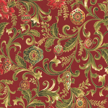 Merry Manor Metallic 2025 33861-12M Crimson by Moda Fabrics, Image