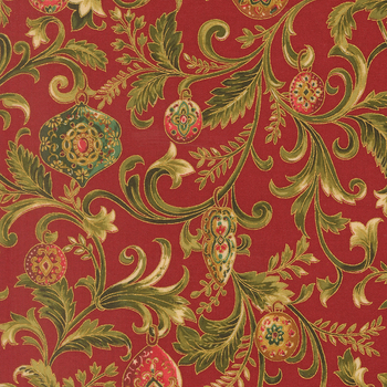 Merry Manor Metallic 2025 33861-12M Crimson by Moda Fabrics, Image