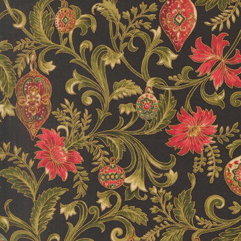 Merry Manor Metallic 2025 33861-14M Ebony by Moda Fabrics, Image