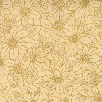 Merry Manor Metallic 2025 33862-11M Cream by Moda Fabrics, Image