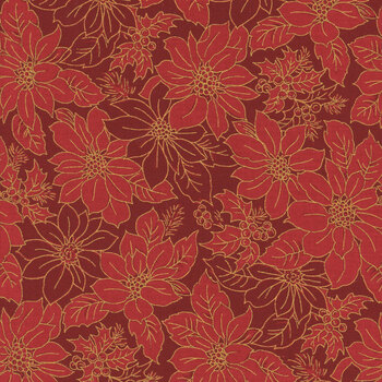 Merry Manor Metallic 2025 33862-12M Crimson by Moda Fabrics, Image
