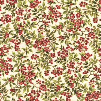 Merry Manor Metallic 2025 33864-11M Cream by Moda Fabrics, Image
