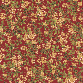 Merry Manor Metallic 2025 33864-12M Crimson by Moda Fabrics, Image