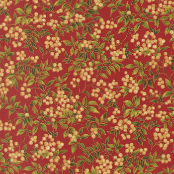 Merry Manor Metallic 2025 33864-12M Crimson by Moda Fabrics, Image