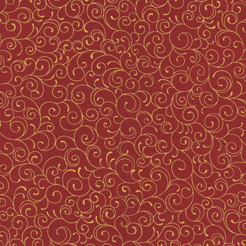 Merry Manor Metallic 2025 33865-12M Crimson by Moda Fabrics, Image