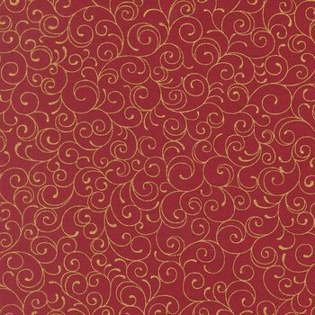 Merry Manor Metallic 2025 33865-12M Crimson by Moda Fabrics, Image