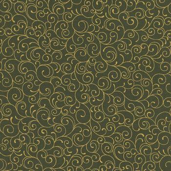 Merry Manor Metallic 2025 33865-13M Evergreen by Moda Fabrics, Image