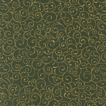 Merry Manor Metallic 2025 33865-13M Evergreen by Moda Fabrics, Image