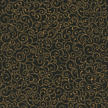 Merry Manor Metallic 2025 33865-14M Ebony by Moda Fabrics, Image