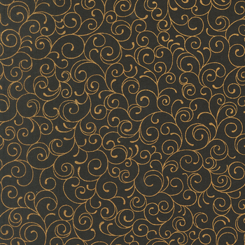 Merry Manor Metallic 2025 33865-14M Ebony by Moda Fabrics, Image