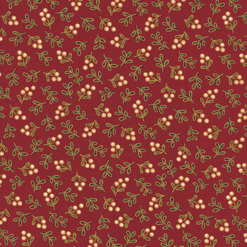 Merry Manor Metallic 2025 33866-12M Crimson by Moda Fabrics, Image