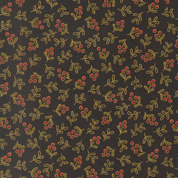 Merry Manor Metallic 2025 33866-14M Ebony by Moda Fabrics, Image
