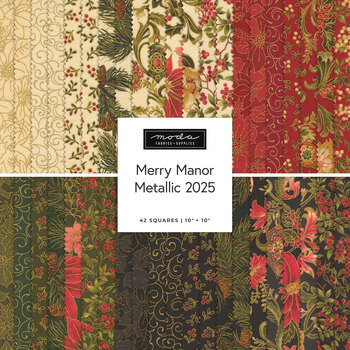 Merry Manor Metallic 2025 Layer Cake by Moda Fabrics - RESERVE, Image