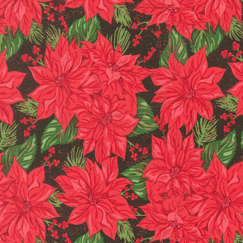 Holiday Cheer 20971-30 Midnight-Poinsettia by Stacy Iest Hsu for Moda Fabrics, Image