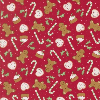 Merrily On High 43212-13 Christmas Red by Sweetfire Road for Moda Fabrics, Image
