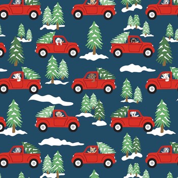 Winter Waggers 4768-77 Dogs Driving Trucks by Devon Design Co for Blank Quilting Corporation, Image