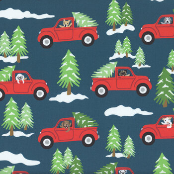 Winter Waggers 4768-77 Dogs Driving Trucks by Devon Design Co for Blank Quilting