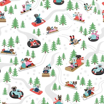 Winter Waggers 4761-01 Dogs Sledding by Devon Design Co for Blank Quilting Corporation, Image