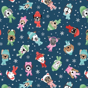 Winter Waggers 4763-77 Dogs In Hats And Scarves by Devon Design Co for Blank Quilting Corporation, Image