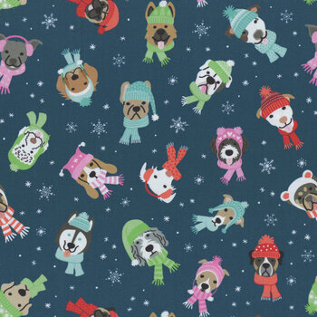 Winter Waggers 4763-77 Dogs In Hats And Scarves by Devon Design Co for Blank Quilting