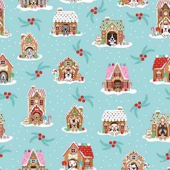 Winter Waggers 4762-11 Gingerbread Dog Houses by Devon Design Co for Blank Quilting Corporation, Image