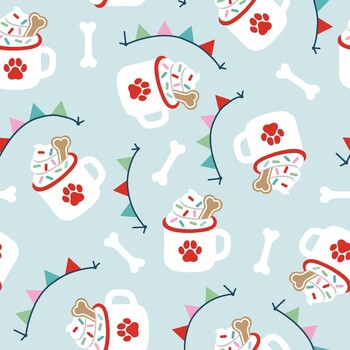 Winter Waggers 4769-11 Pup Cups by Devon Design Co for Blank Quilting Corporation, Image