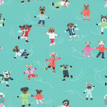 Winter Waggers 4766-13 Ice Skating Dogs by Devon Design Co for Blank Quilting