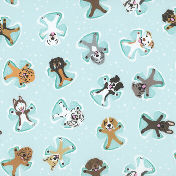 Winter Waggers 4767-11 Dogs Making Snow Angels by Devon Design Co for Blank Quilting
