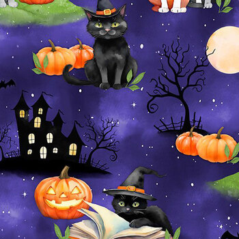 Spooky Tails 33931-678 Purple by Nancy Mink for Wilmington Prints, Image