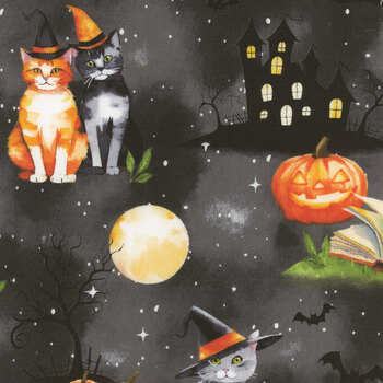 Spooky Tails 33931-978 Black by Nancy Mink for Wilmington Prints