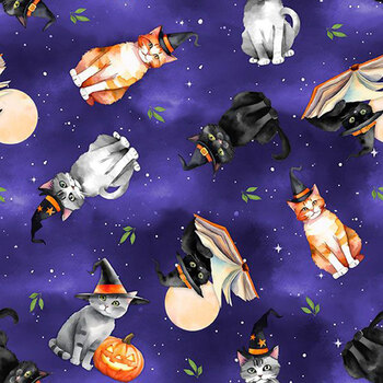 Spooky Tails 33934-689 Purple by Nancy Mink for Wilmington Prints, Image