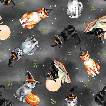 Spooky Tails 33934-989 Black by Nancy Mink for Wilmington Prints, Image