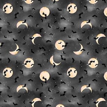 Spooky Tails 33935-995 Black by Nancy Mink for Wilmington Prints, Image