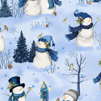 Let it Snow-Man! 27754-414 Light Blue by Danielle Leone for Wilmington Prints, Image