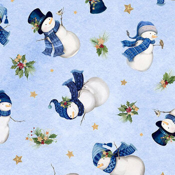Let it Snow-Man! 27755-417 Light Blue by Danielle Leone for Wilmington Prints, Image