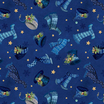 Let it Snow-Man! 27756-447 Dark Blue by Danielle Leone for Wilmington Prints, Image