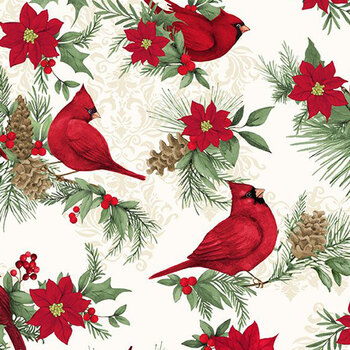 Cardinal Charm 39929-137 Cream by Susan Winget for Wilmington Prints, Image