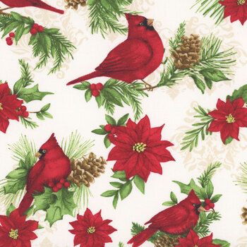 Cardinal Charm 39929-137 Cream by Susan Winget for Wilmington Prints