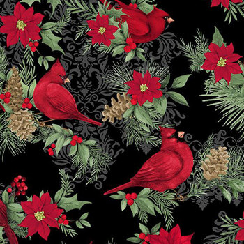 Cardinal Charm 39929-937 Black by Susan Winget for Wilmington Prints, Image