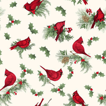 Cardinal Charm 39930-173 Cream by Susan Winget for Wilmington Prints, Image